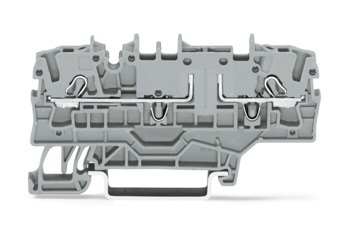 WAGO Svorka 2002-1961 2vodičová základní dodatečným příčným můstkovým propojením Na DIN lištu 35 × 15 a 35 × 7,5, šedá