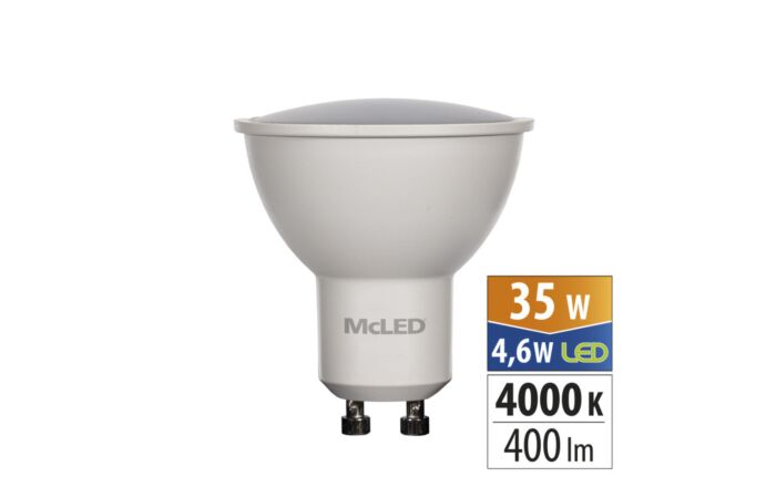 MCLED Žárovka LED 5W-50 GU10 400lm 4000K 100°