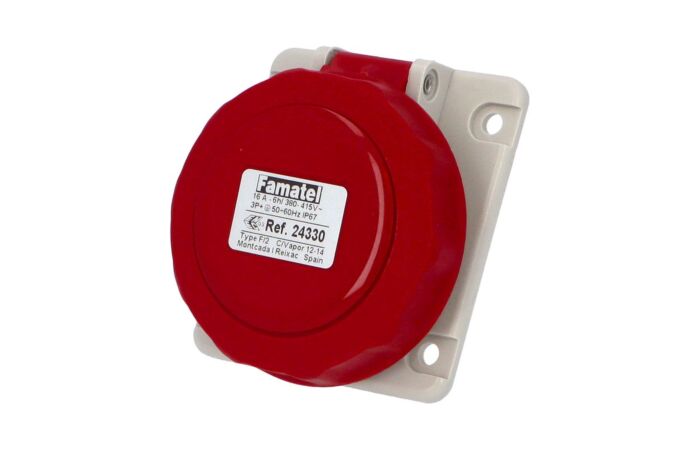 FAMATEL Zásuvka 16/400V 4-pól IP67 vestavnášikmá