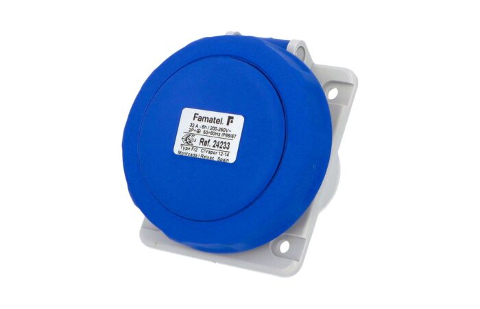 FAMATEL Zásuvka 32A/230V 3-pól IP67 vestavnášikmá