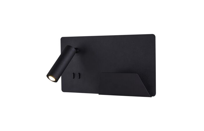 SOMNILA SPOT vnitřní nástěnné svítidlo LED 3000K, černá, verze vpravo vč. USB přípojky