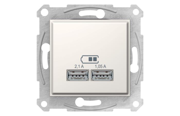 SCHNEIDER Zásuvka Sedna 2xUSB nab.kon. 2.1A cream