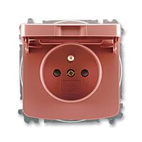 ABB TANGO Zásuvka 6619A-A06397 R2 s víčkem a clonkami, IP40, vřesová červená