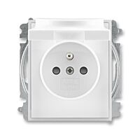 ABB ELEMENT TIME Zásuvka 6619E-A06397 01 s víčkem a clonkami, bezšroubové svorky, IP40, bílá / ledová bílá