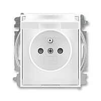 ABB ELEMENT TIME Zásuvka 6619E-A06397 03 s víčkem a clonkami, bezšroubové svorky, IP40, bílá / bílá
