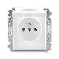 ABB ELEMENT Zásuvka 6619E-A06397 04 s víčkem a clonkami, bezšroubové svorky, IP40, bílá / ledová šedá