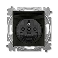 ABB LEVIT Zásuvka 6619H-A06397 63 s víčkem a clonkami, bezšroubové svorky, IP40, onyx / kouřová černá