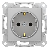 SCHNEIDER Zásuvka Sedna schuko 2P+PE alu s clonk.