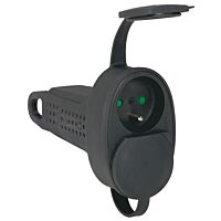 LEGRAND Dvojzásuvka 230V/16A 2P+T–16A krytky, pryž IP44, černá