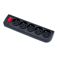 ELGOTECH 5zásuvka GN-50W-2 250V/16A plast s vypínačem IP20 černá