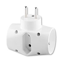 ABB Zásuvka rozbočovací 250V/16A 2násobná kulatá+1xplochá IP20 bílá
