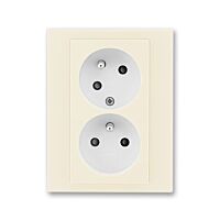 ABB LEVIT Dvojzásuvka 5513H-C02357 17 s clonkami, s natočenou dutinou, IP40, slonová kost/bílá