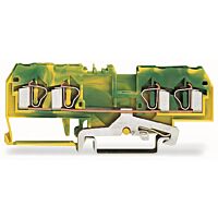 WAGO Svorka 281-657 4vodičová, pro ochranný vodič, na DIN lištu 35 × 15 a 35 × 7,5, CAGE CLAMP®, 4,00 mm², zelenožlutá