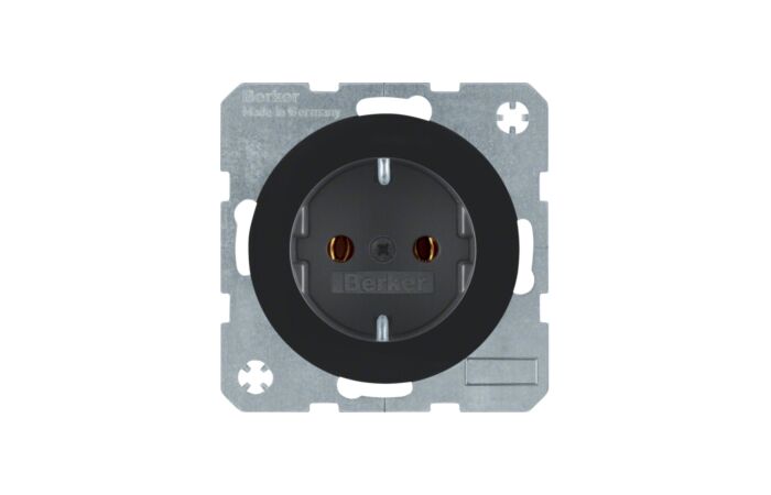Zásuvka SCHUKO, Berker R.x, černá lesk