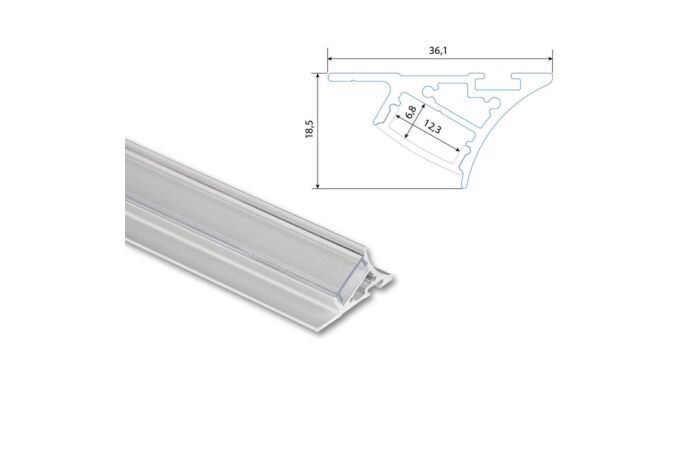 Profil AL 36/19mm NK čirý 2m komplet