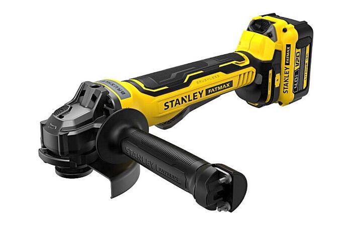 STANLEY Bruska AKU SFMCG400M2K FATMAX V20 18V 2x4,0Ah Li-Ion úhlová, kufr