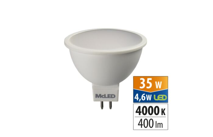 MCLED Žárovka LED 4,6W-35 GU5,3 4000K 400lm 100°