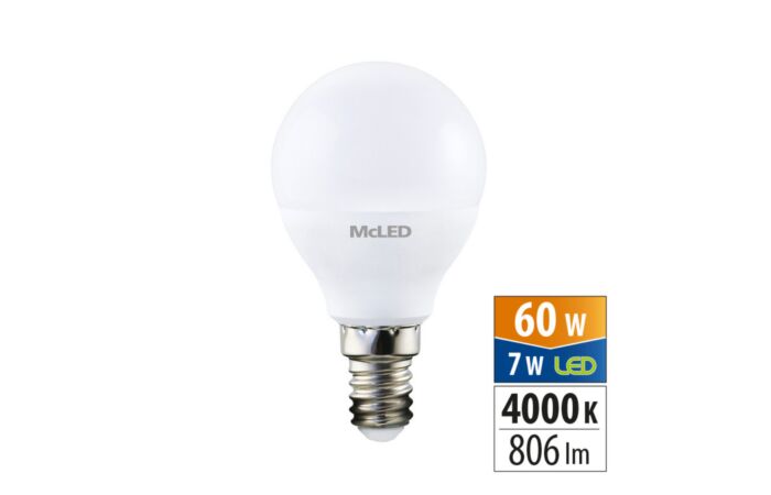 MCLED Žárovka LED 7W-60 E14 4000K 200° kapka