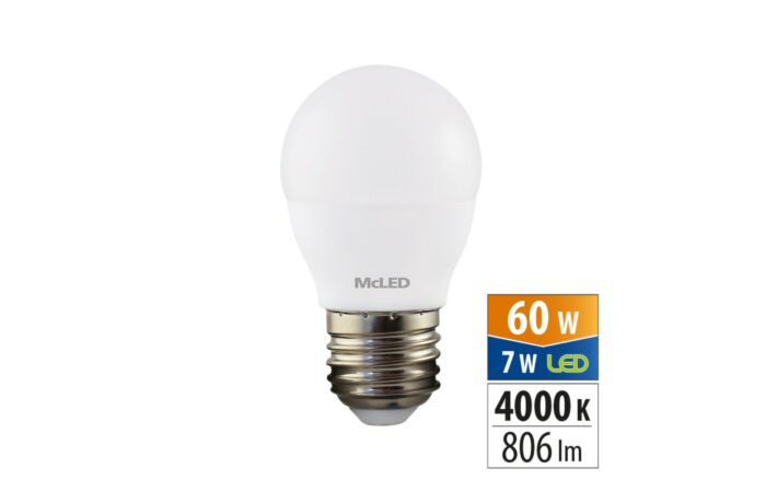MCLED Žárovka LED 7W-60 E27 4000K 200° kapka