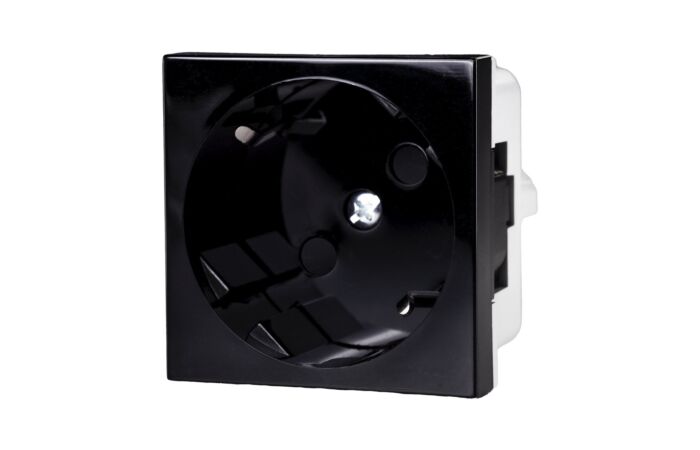 KOPOS Zásuvka modulární QUADRO, schuko, s clonkami, černá