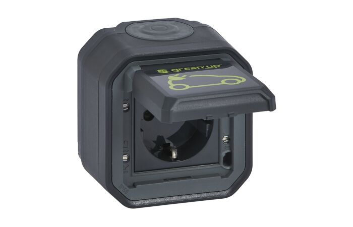 LEGRAND Zásuvka PLXN55 2P+T německý standard SCHUKO pro elektromobily, na povrch, antracit