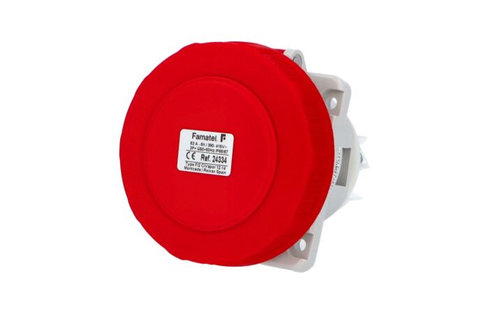FAMATEL Zásuvka 63A/400V 4P IP67 vestavná šikmá
