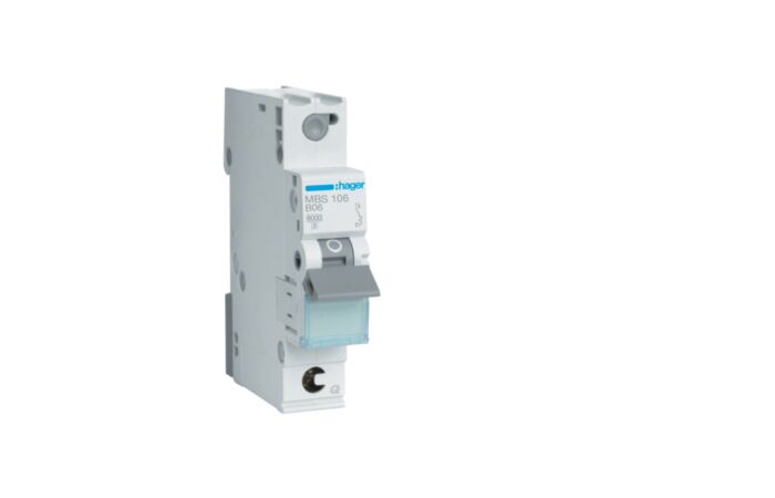 HAGER Jistič 6B/1 MBS106 6kA, bezšroubové svorky
