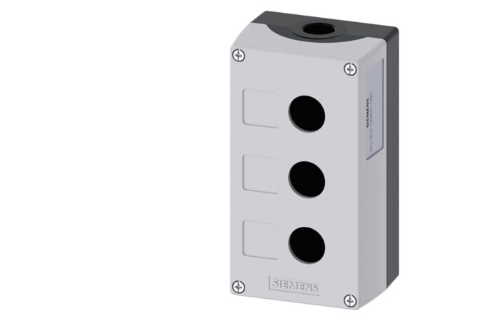 SIEMENS Kryt pro ovládací přístroje, 22 mm, kulatý, kov, šedá barva, 3 povelová místa