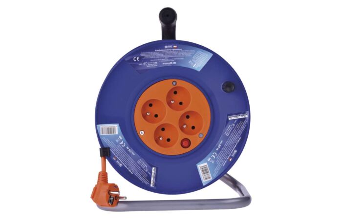 EMOS Přívod prodlužovací 25m, 4zásuvka, s bubnem, oranžová