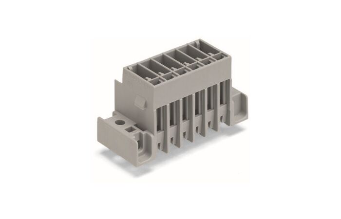WAGO Konektor 769-637/007-000 s pájecími piny THT Pájecí kontakt 1,0 × 1,0 mm Rovné provedení, šedá