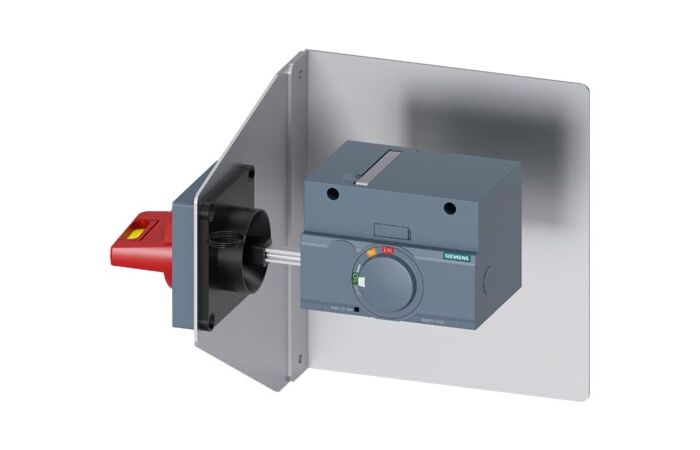 SIEMENS Otočný pohon pro montáž na boční stěnu nouzové zastavení IEC IP65 s montážním úhelníkem 3VA9257-0PK57
