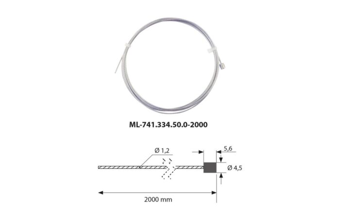 MCLED Závěs lankový 1,2x2000mm ocelový, zakončené válečkem 4,5x5,5mm