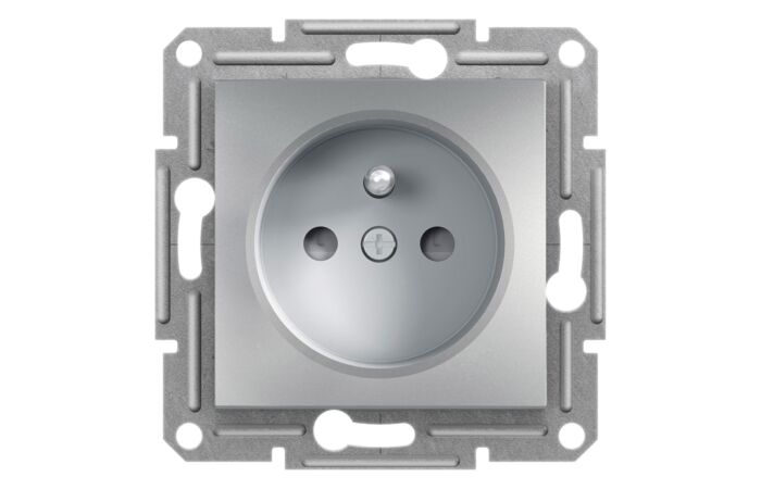 SCHNEIDER Asfora Zásuvka 2P+PE, clonky, alu