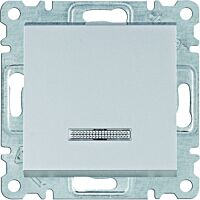 HAGER Spínač LUMINA WL0212 1pólový řazení 1So 10A 250V podsvětlený IP20 stříbrná mat
