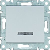 HAGER Spínač LUMINA WL0412 1pólový řazení 1/0So 10A 250V podsvětlený IP20 stříbrná mat