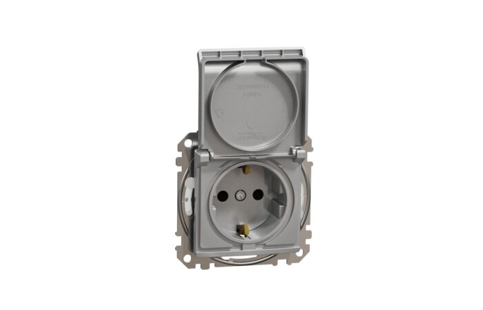 SCHNEIDER Sedna Design & Elements Zásuvka 230V 16A SCHUKO IP44 alu