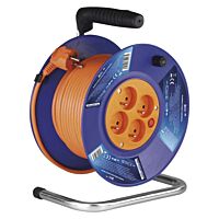 EMOS Přívod prodlužovací 30m zásuvky 4x230V/10A s bubnem IP20 oranžová (H05VVF3G 3x1,0)