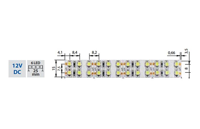 MCLED Pásek LED SMD3528 19,2W/12V CW IP20 5m