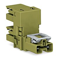 WAGO Rozdělovač-h 770-1752 2pól, kód. B, 1 vstup 2 výstupy, vývody na jedné straně, 3 blokovací západky, pro neupevněné spoje, světle zelená