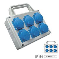 SEZ Skříň ROSP 6VZD mini zásuvková IP54, 6x230V, s držákem