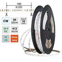 MCLED Pásek LED SMD2835 CW, 60LED/m, 4,8W/m, DC 24V, 412lm/m, CRI90, IP20, 10mm, 50m