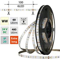 MCLED Pásek LED SMD2835 WW, 60LED/m, 4,8W/m, DC 24V, 400lm/m, CRI90, IP20, 8mm, 5m