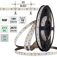 MCLED Pásek LED SMD2835 NW, 160LED/m, 19,2W/m, DC 24V, 2673lm/m, CRI90, IP20, 10mm, 50m