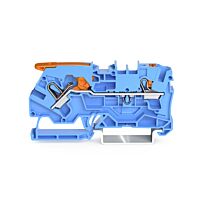 WAGO Svorka 2104-5204 2vodičová průchozí S páčkou a tlačítkem 4 mm², modrá