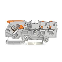 WAGO Svorka 2104-5301 3vodičová průchozí S páčkou a tlačítkem 4 mm², šedá