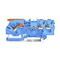 WAGO Svorka 2104-5304 3vodičová průchozí S páčkou a tlačítkem 4 mm², modrá