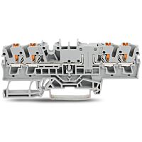 WAGO Svorka 2202-1804 4vodičová průchozí s ovládacím tlačítkem 2,5 mm², modrá