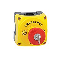 LOVATO Skříň LPZP1B5605 kompletní ovládací, uvolnit klíčem, 1vyp kontakt, "EMERGENCY/STOP"