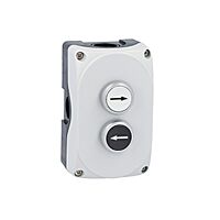 LOVATO Skříň LPZP2B8903 kompletní ovládací s bílým tlačítkem, 1zap, "šipka doprava", a červeným tlačítkem, 1zap, "šipka doleva"