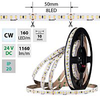 MCLED Pásek LED SMD2835 CW, 160LED/m, 9W/m, DC 24V, 1160lm/m, CRI90, IP20, 10mm, 50m
